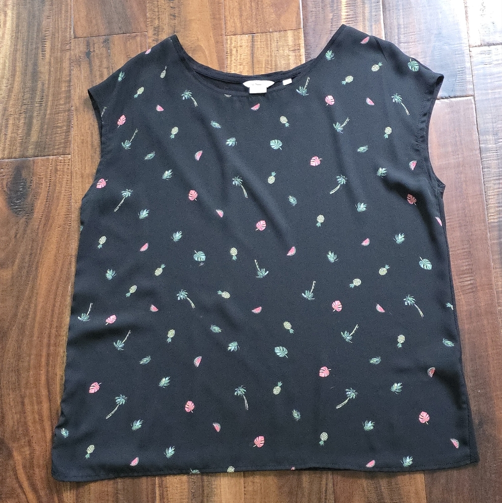 Floral Black Sleeveless Top